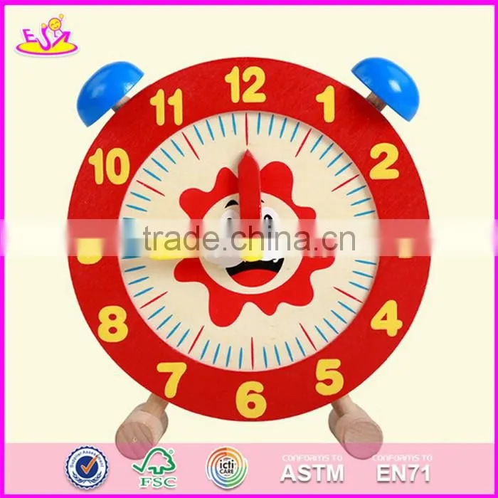 2017 New design children cartoon wooden alarm clock puzzle for sale W14K013
