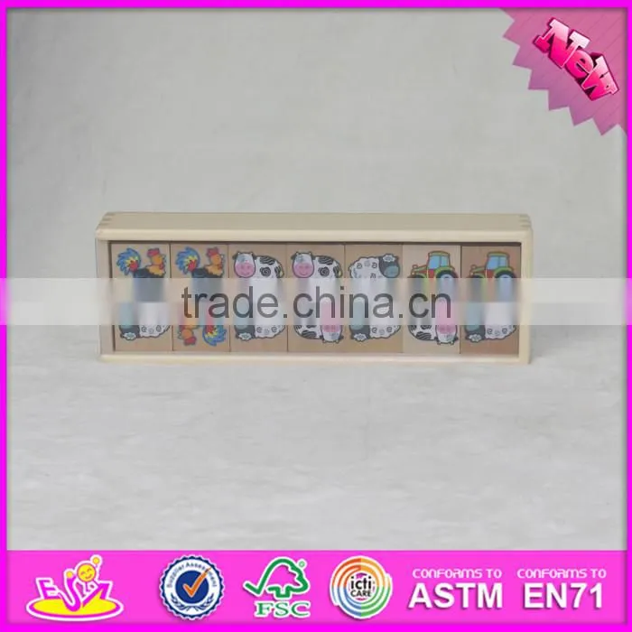 2016 top fashion educational kids wooden domino set for sale W15A073