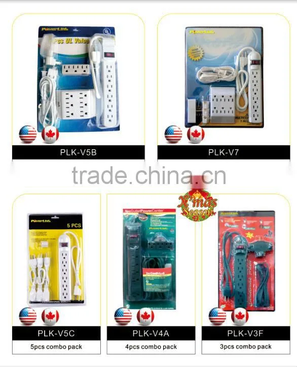 S60199 6 FT 3 Outlet 2 Prong Indoor Wall Power AC Extension Cord Cable White UL Listed