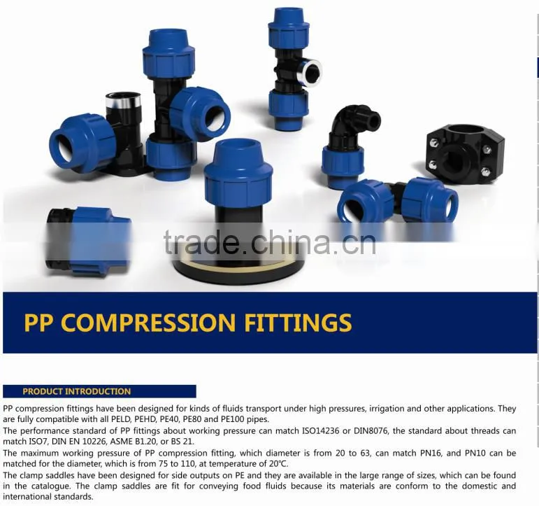 TY High quality PP compression fittings MALE TEE eco-friendly Cheap Price Full Size factory price list discount
