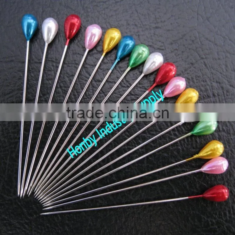 Wholesale 55mm pearl colors teardrop plastic corsage pin