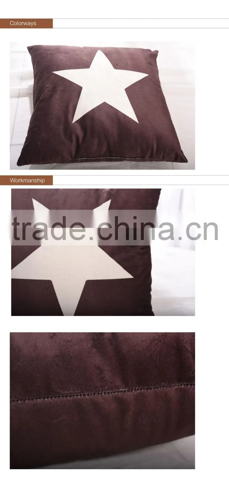 2016 NEW Designed Cushion with Star Pattern Brown Colour