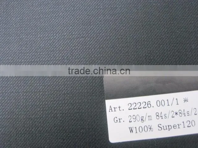 Black twill worsted wool blend fabric for suit