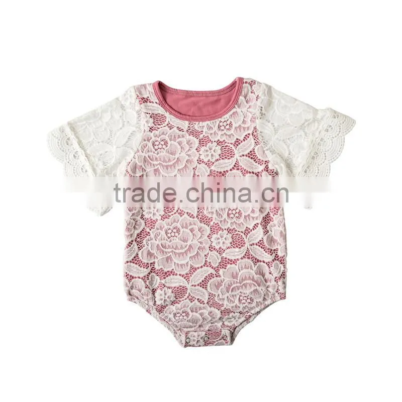 Comfortable baby bodysuits infant toddler summer short sleeve clothes 2017 newest white baby lace rompers