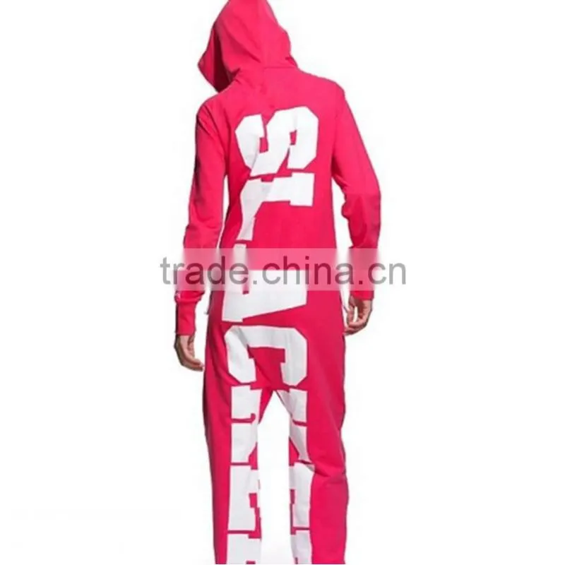 Wholesale cotton adult red one piece jumpsuit custom made adult print onesie