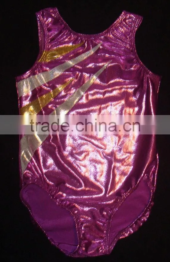 Clearance gymnastics leotards girls Lilac mystique with gold and silver slashes