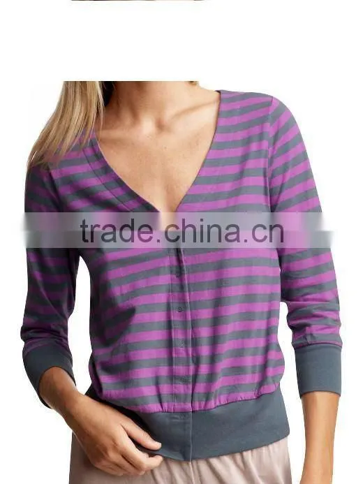 WOMENS STRIPED LONG SLEEVE T SHIRT