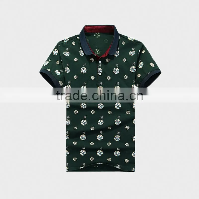 Fashion Print Summer Men's Polo Shirt with Ribbon