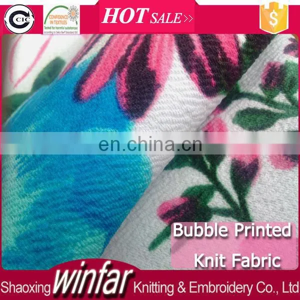 Winfar Knitting fabric print polyester DTY crepe bubble fabric