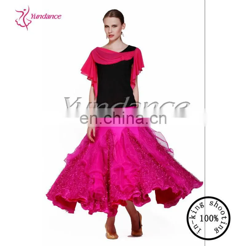 AB037B Feather Ballroom Dance Skirts Rose Pink