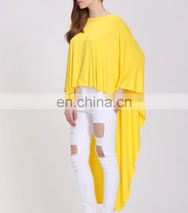 Latest Fashion Long Top Dolman Sleeve Design Short Front Long Back Top