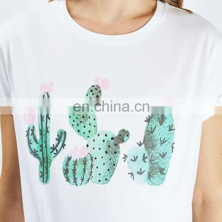 Latest fashion designs wholesale custom printing cotton women t shirt