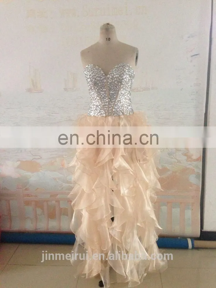 2016 real picture custom sweetheart with crystal a-line prom dresses long organza zipper back party gowns vestidos