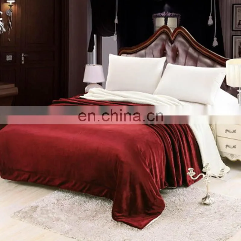 High quality cheap super king size mink double layer ply blanket
