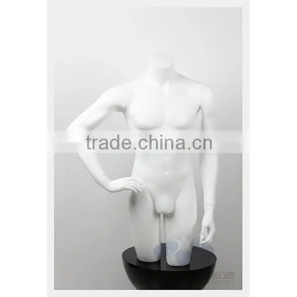 Half-body matte white male torso mannequin