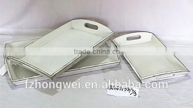 Wholesale antique rectangular white wooden tray wood plate shabby chic style