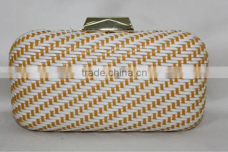 2014 High Quality New Arrival colorful knit evening bag satin clutch bag