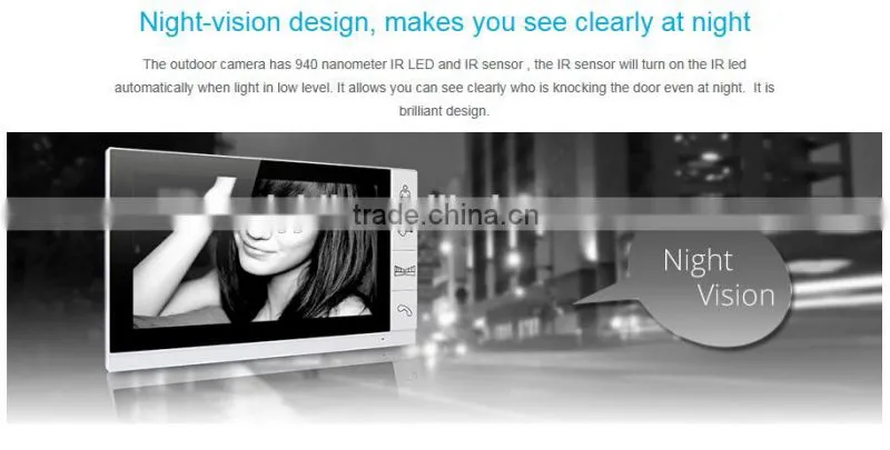 9" Video Door Phone Intercom Doorbell Security 1 Camera 2 Monitors Night Vision