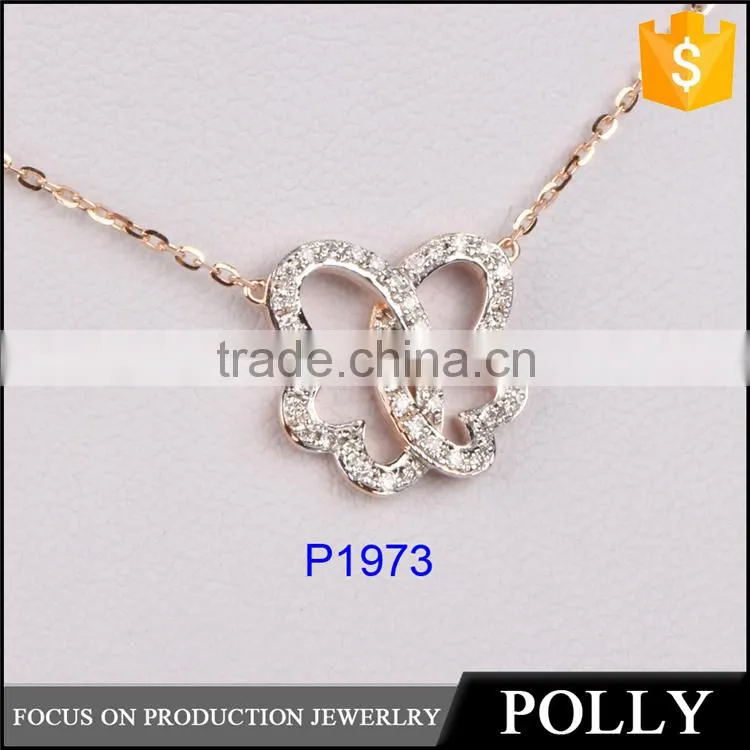 Dubai jewellry butterfly necklace girl's silver sterling necklace fashion jewelry