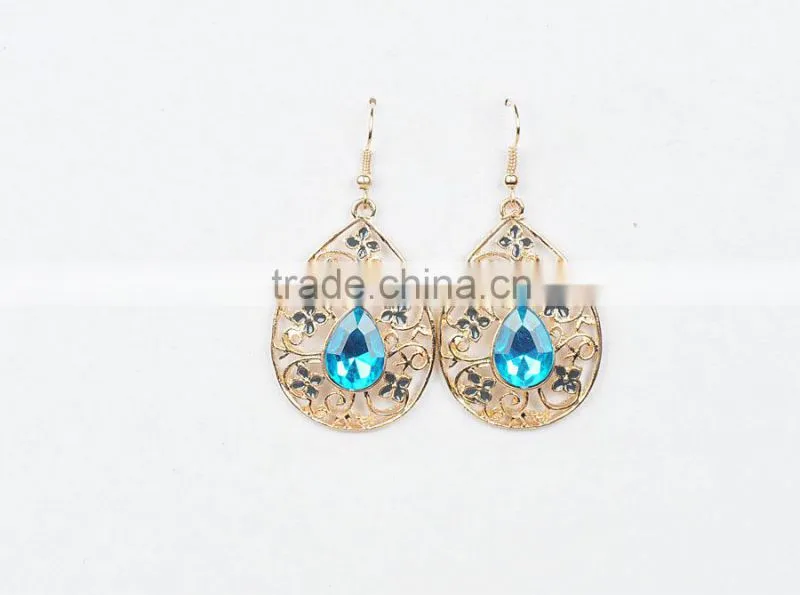 Design latest fashion earrings blue teardrop earrings metal teardrop earrings