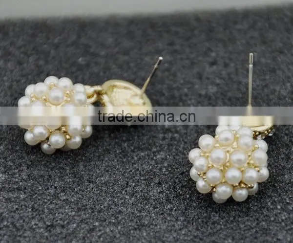 Latest design of pearl earrings pearl ball earring double pearl earrings