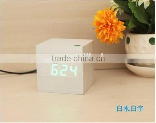 Modern Wooden Led Clock Square Style Desktop Clock Led Digital Single Face Alarm Clock Voice Activated Watch despertador