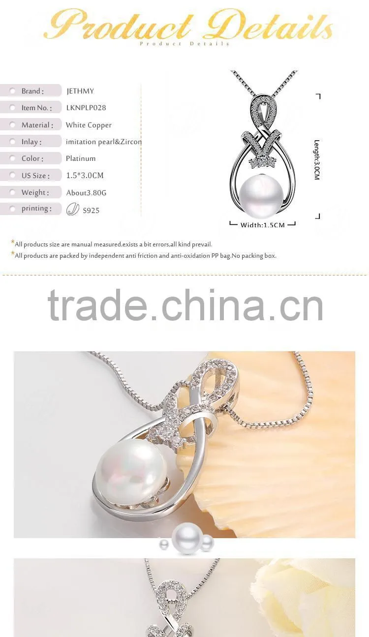 China Supplier Whiet Zircon Glass Stone Ladies Elegant Pendant Novelty
