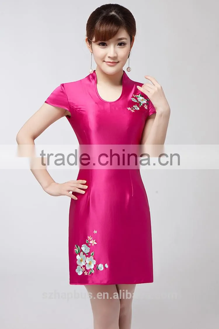 2016 China hot new fashion embroidered dress handmade embroidery in china