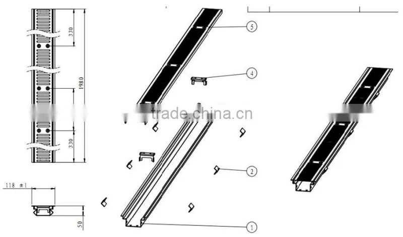 H Series Commercial Combined Stainless Steel 304 Linear Floor Drain For Small Pools And SPA Application