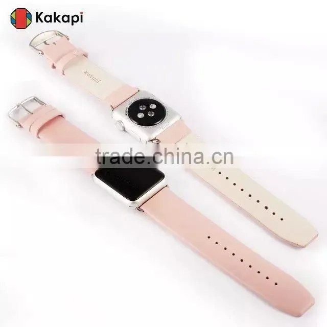Kakapi One Buckle Smooth Leather Watch Band Wrist Strap With Watchband Converter For 42MM Apple Watch MT-3911