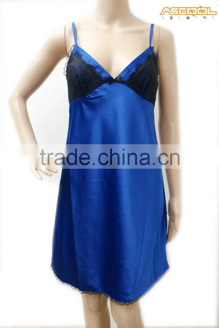 Satin Silk Hot Sexy Nightgown With Lace
