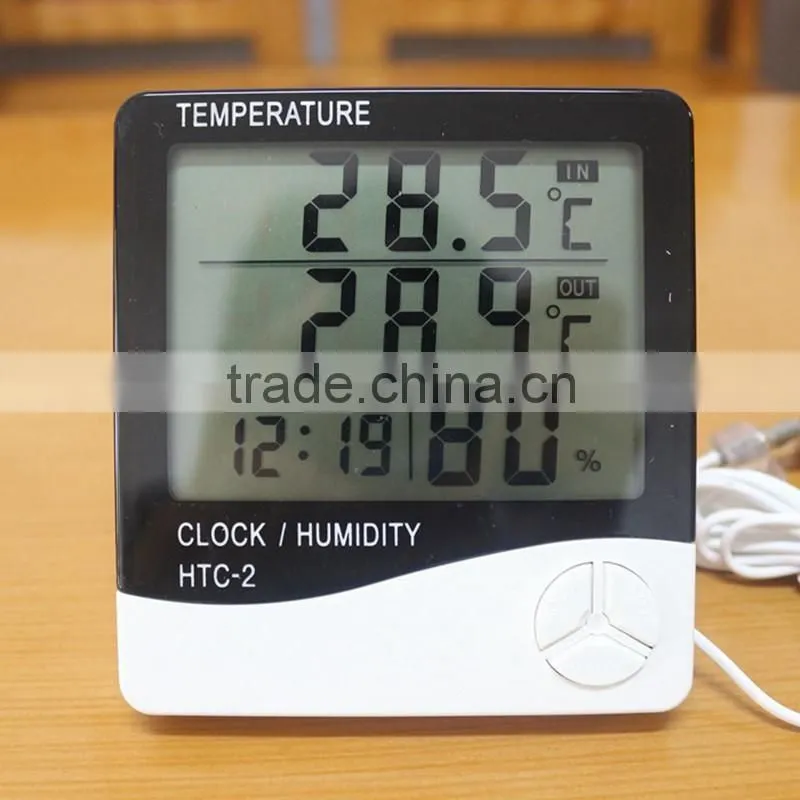 Digital LCD Thermometer Hygrometer Electronic Temperature Humidity Meter Weather Station Indoor Outdoor Tester Alarm Clock Probe