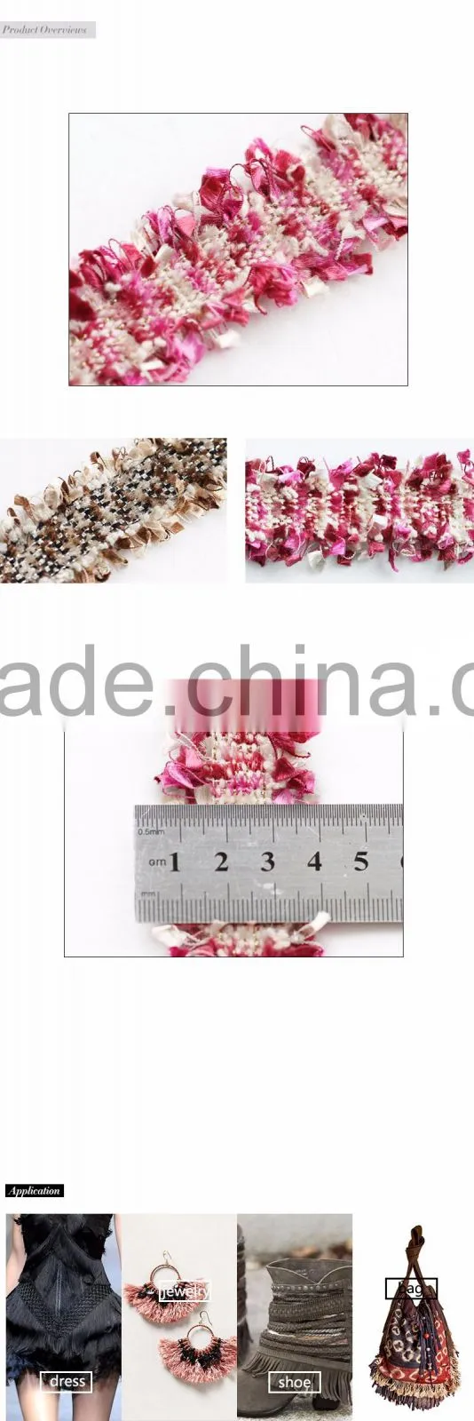 Adorable style pink color lace trim for young lady dress
