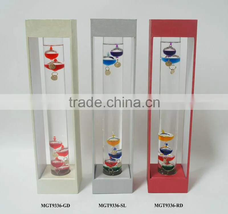 Glass galileo thermometer with MDF Frame thereometer