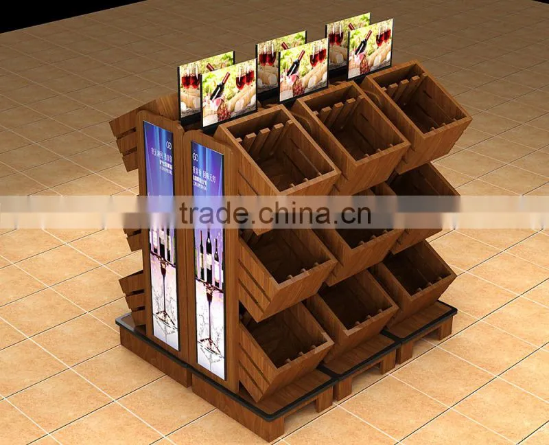 2 sided wooden wine bottle display