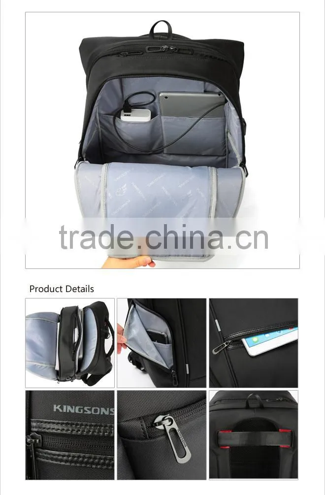 2016 hot laptop backpack with chargeable battery power bank & USB output