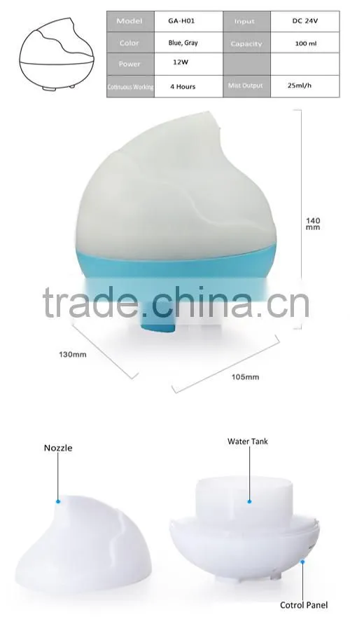 Ultrasonic Aromatherapy Essential Oil Diffuser with 7 Color Changing LED Lamps and Mist Mode Adjustment Waterless Auto Shut-off
