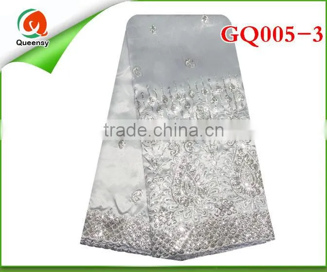 high quality fashion african george fabric, raw silk george lace embroidery fabric for party wedding dress GQ005