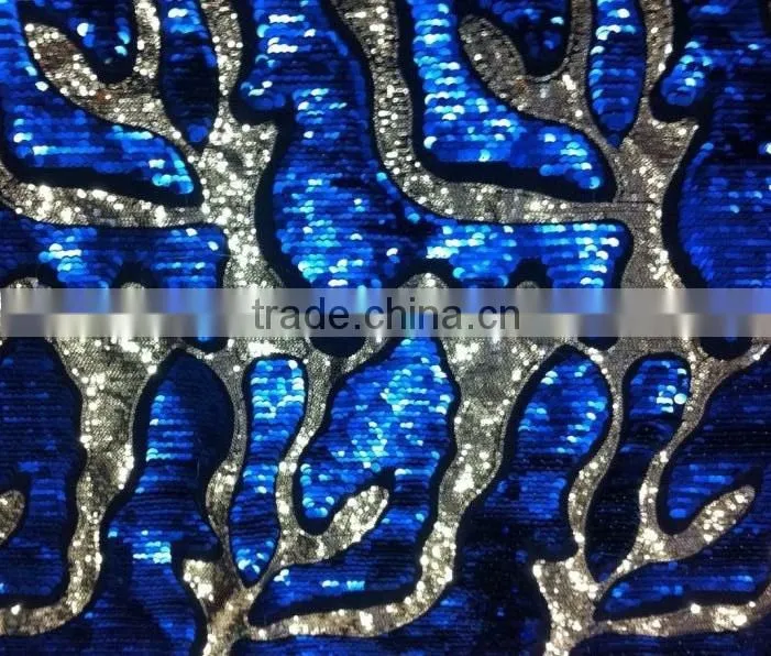 2015 new sequence embroidery fabric sequin lace fabric China supplier