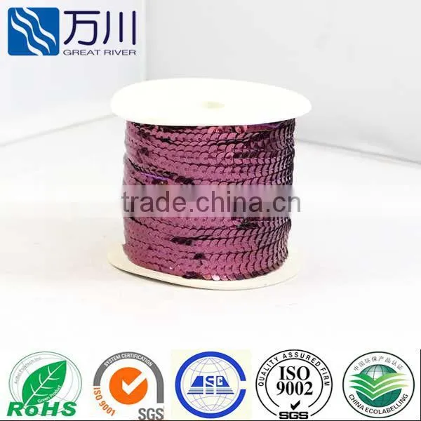 Rose flat sequin paillette string roll 6mm,100 yard/roll,wholesale for costume accessories