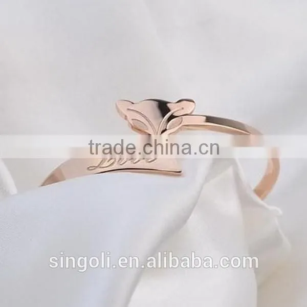 Exquisite silver fox bracelet smart cute fox charm bracelet textured cuff bracelet carved letter bracelet