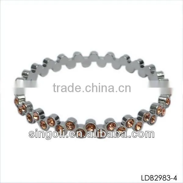 Multi layer silver platting gems pave set bangles hot new product for 2014
