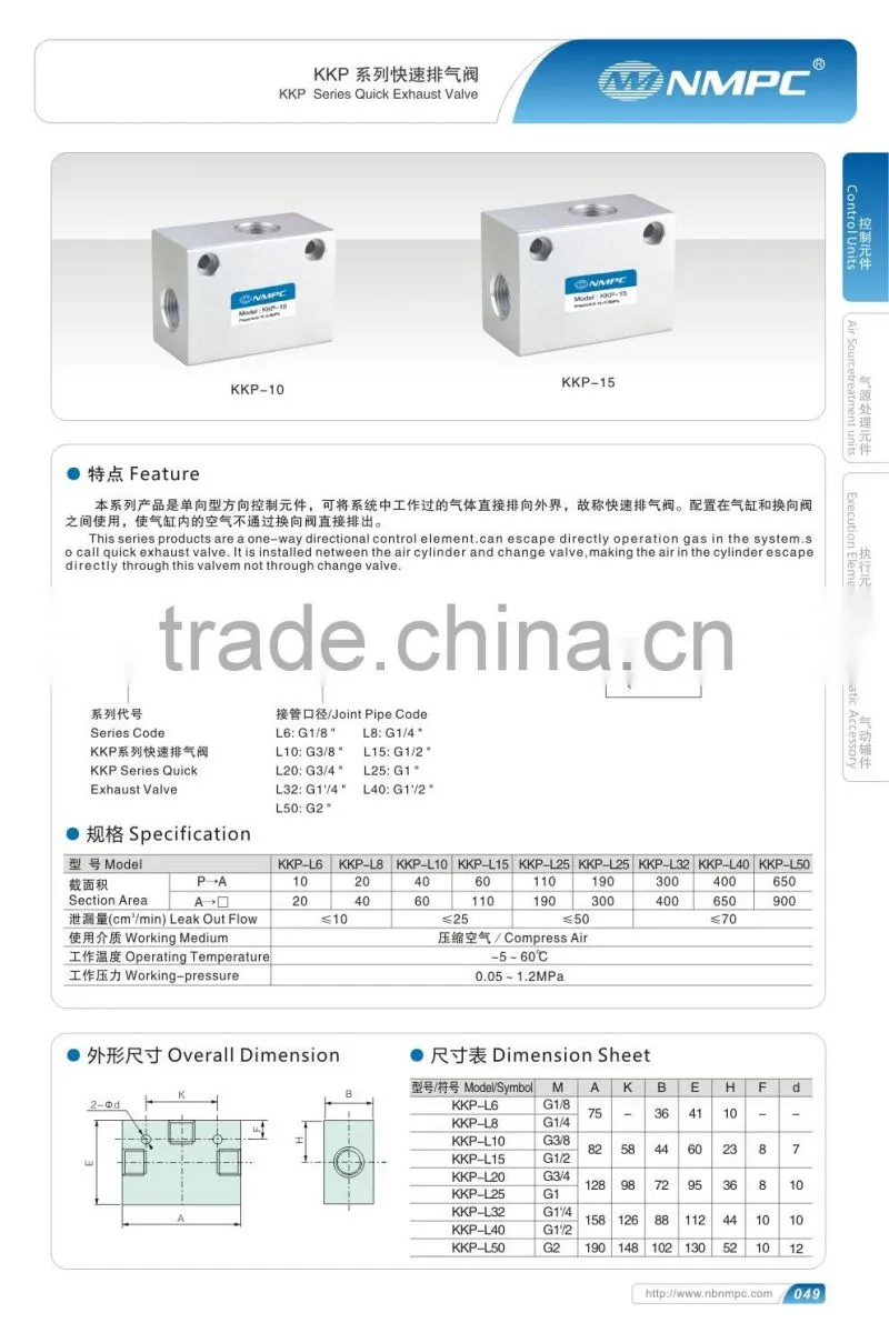 factory quick exhaust control valve KKP-L10