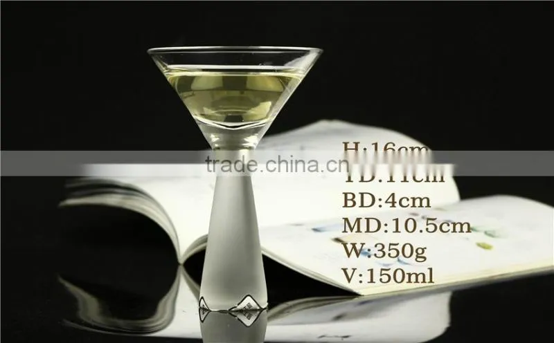 Hot Sale Handblown heavy long Stem Martini Glass