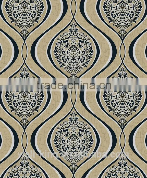 chinese royal style wall paper golden grey color