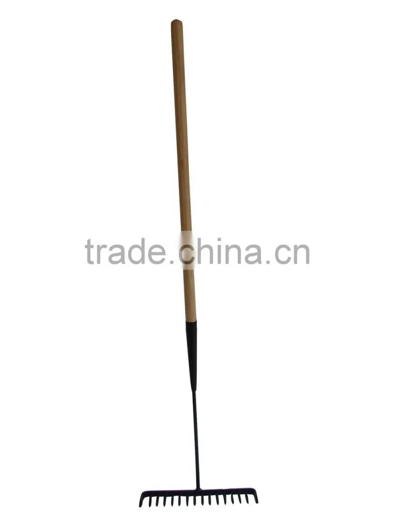 16 teeth Wooden Handle steel Garden Rake