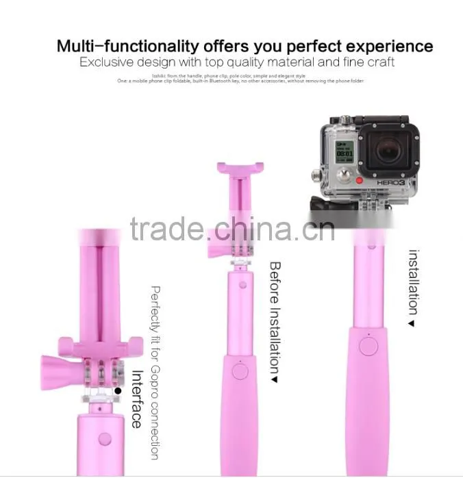 2016 New Factory Monopod Bluetooth Selfie Stick with Bluetooth Shutter Button