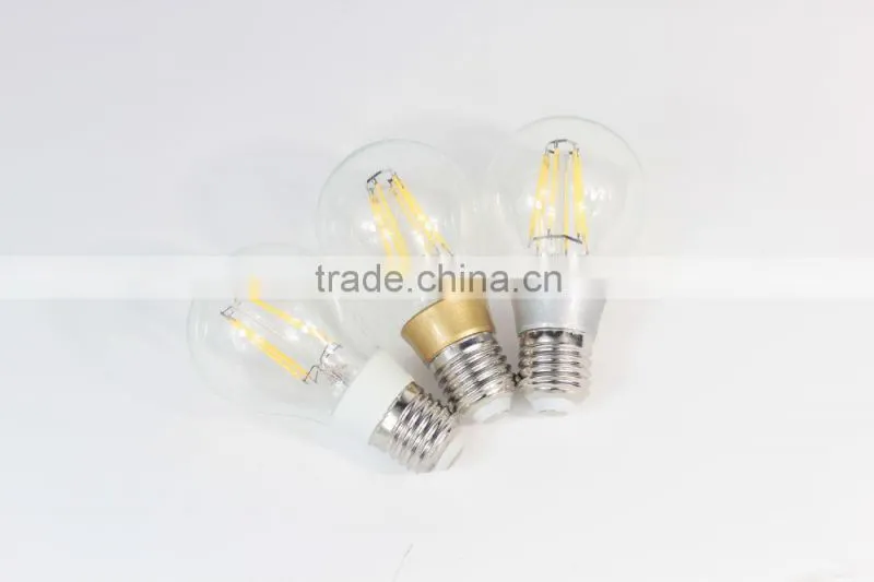 2014 Newest design 4w led glass filament bulb, E27/B22 A60 led filament lamp, 360 degree lighting