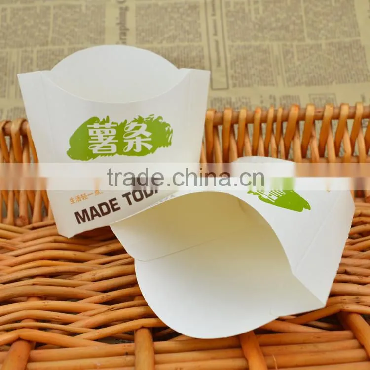 food grade white paper card french fries box,fried food packaging box