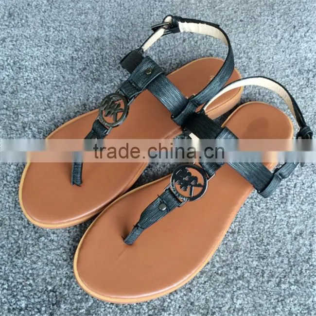 Woman sandal shoe new design,low price flat ladies fancy sandal,new designs flat lady sandal